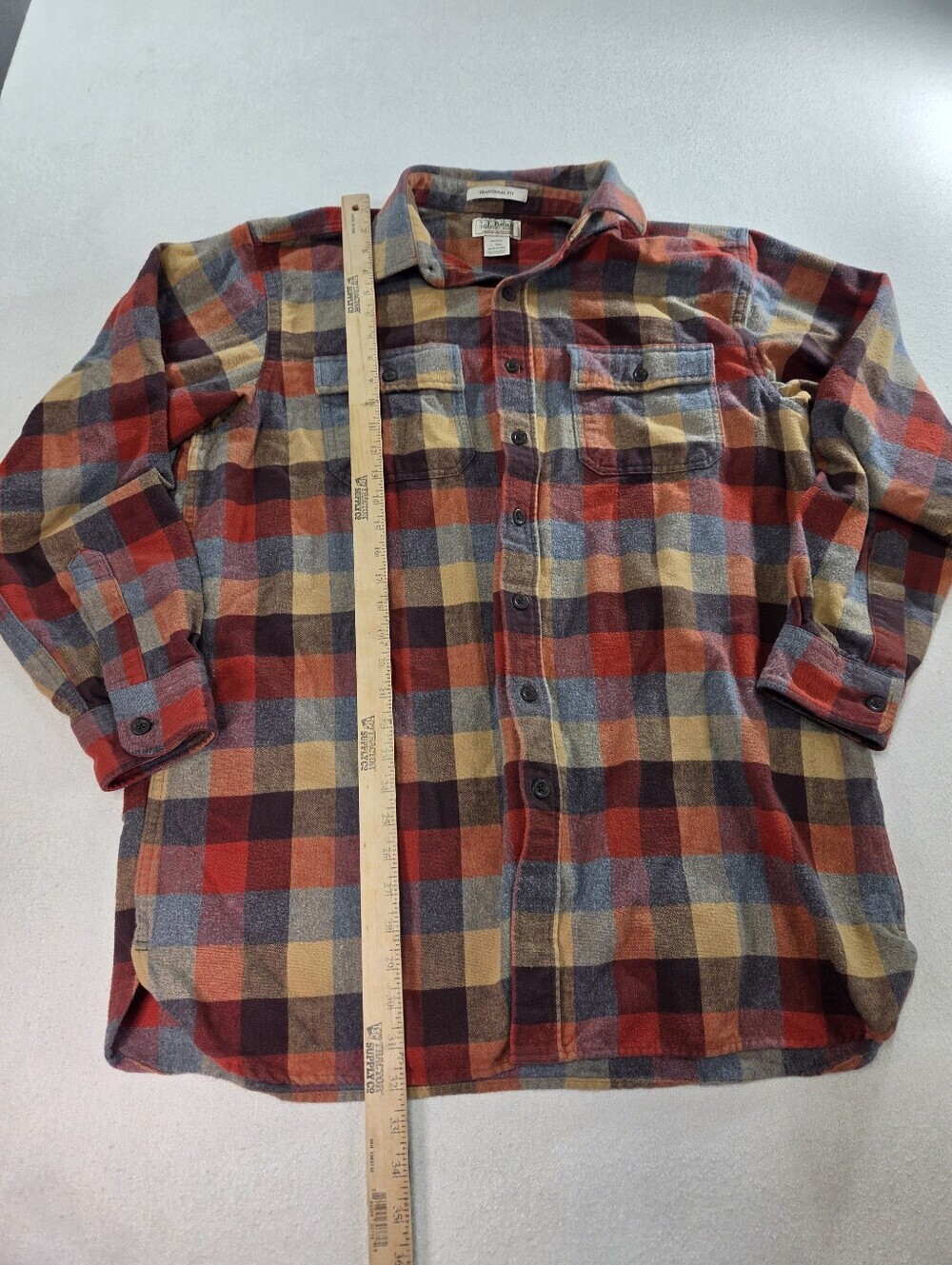 L.L.Bean Chamois Cloth Flannel Shirt LT Plaid - Picture 5 of 7